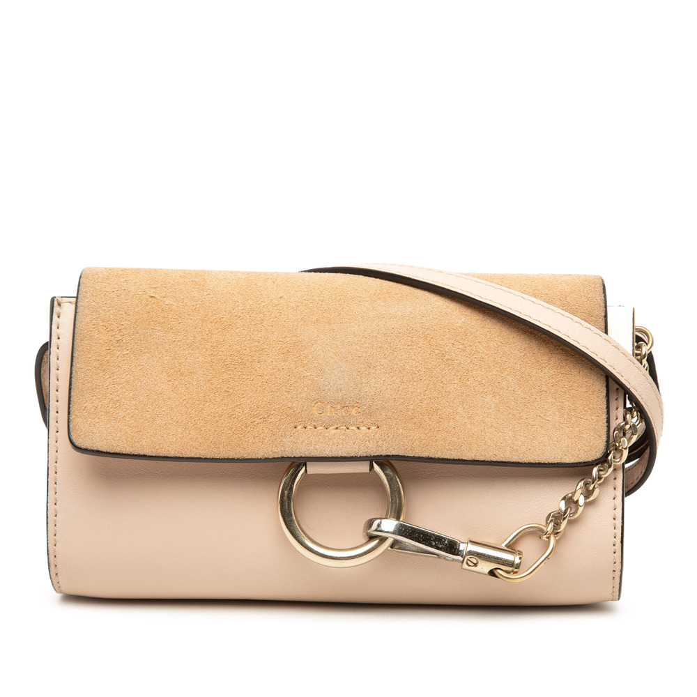 Pre-Loved Chloé Mini Calfskin and Suede Faye Chain Crossbody